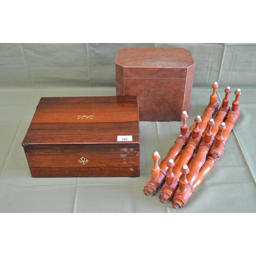 292 - Rosewood box with mother of pearl escutcheon insert - 12