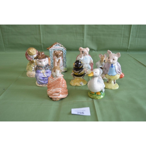 296 - Collection of nine Royal Albert Beatrix Potter figures to comprise: Pigling Bland, Poorly Peter Rabb... 