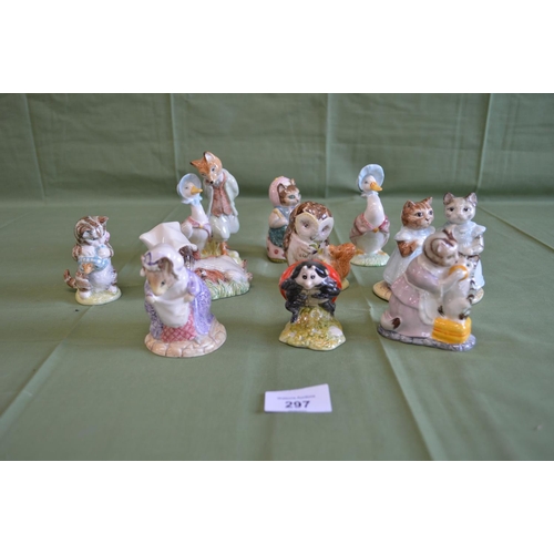 297 - Collection of ten Royal Albert Beatrix Potter figures to comprise: Jemima Puddleduck, Cousin Ribby, ... 