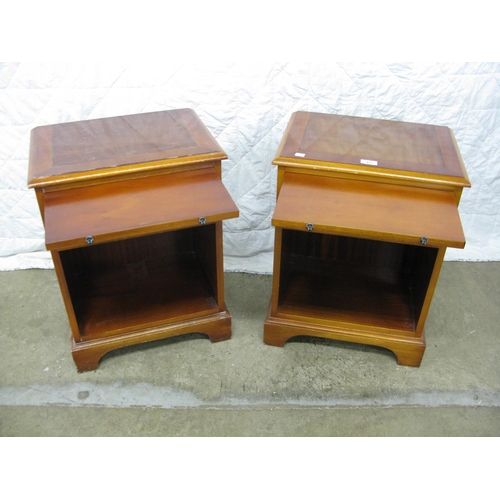 453 - Pair of yew wood cabinets with brushing slides - 18.25