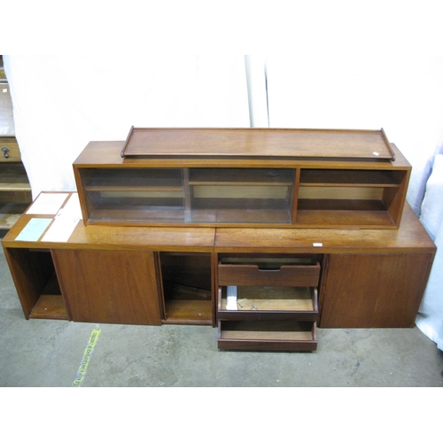 460 - Three mid century hanging wall units and a shelf.  Two wall units in Henry Stone & Sons Modular rang... 