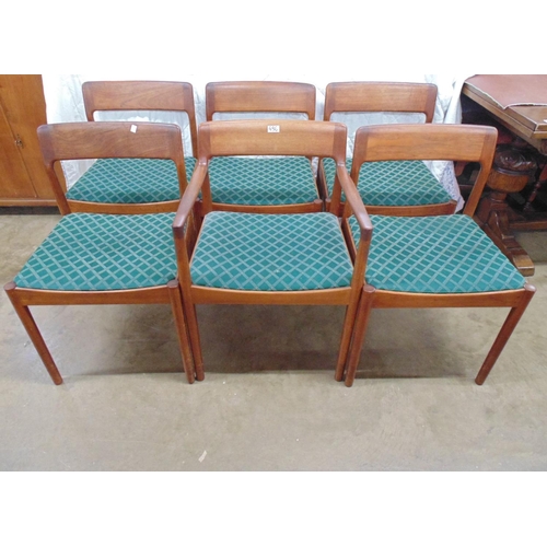 486 - 1960's Ansage 22 drawleaf dining table together with a set of six Norgaard dining chairs to comprise... 