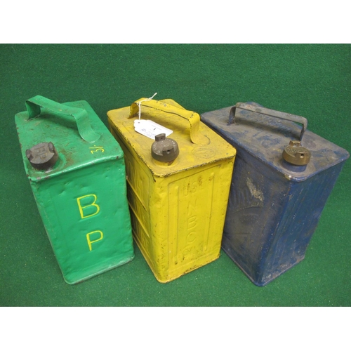 1 - Three 2 gallon fuel cans to comprise: 1925 BP Motor Spirit, 1925 National Benzole Mixture and 1936 R... 