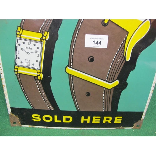 144 - Small enamel sign for There's None Better Than Bentex Ultra Modern Watches And Straps Sold Here feat... 