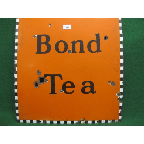 145 - Enamel sign for Brooke Bond Tea, black letters on an orange ground with a black and white border - 2... 