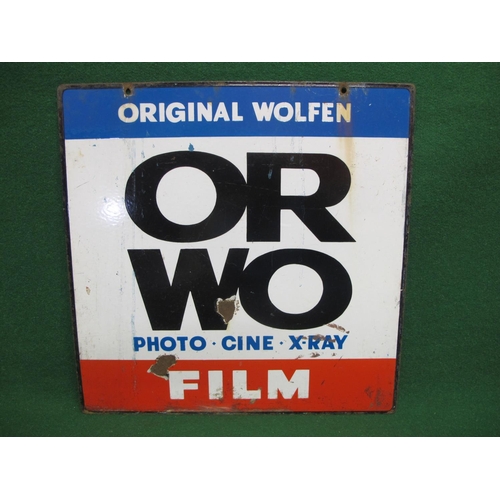 149 - Double sided enamel hanging sign for Original Wolfen Film-Photo-Cine-Xray, red, white, blue and blac... 