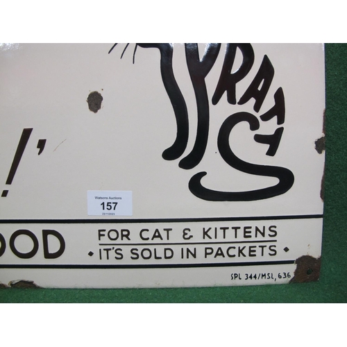 157 - Enamel advertising sign for Spratt's Cat Food For Cat & Kittens.  It's Sold In Packets.  Puts Pussy ... 