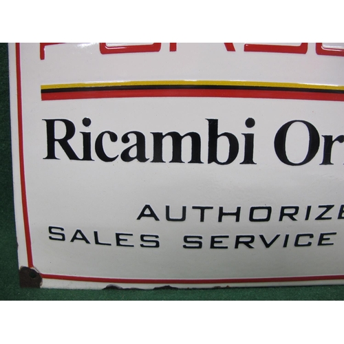 162 - Enamel cushion advertising sign for Porsche Ricambi Originali - Authorised Sales Service Parts, feat... 
