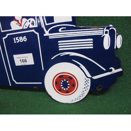 166 - Enamel removal lorry shaped advertising sign for Pickfords Removers And Storers, with driver, finish... 