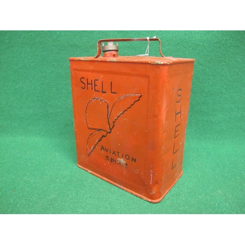 17 - Two gallon can for Shell Aviation Spirit with castellated brass Shell cap