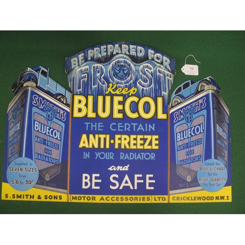 170 - Folding thick card shop counter top stand for Smiths Bluecol Anti-freeze, Be Prepared For Frost, fea... 