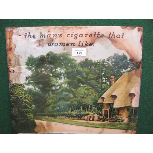 179 - Celluloid on tin advertisement for Wills' Gold Flake Honeydew - The Man's Cigarette That Women Like ... 