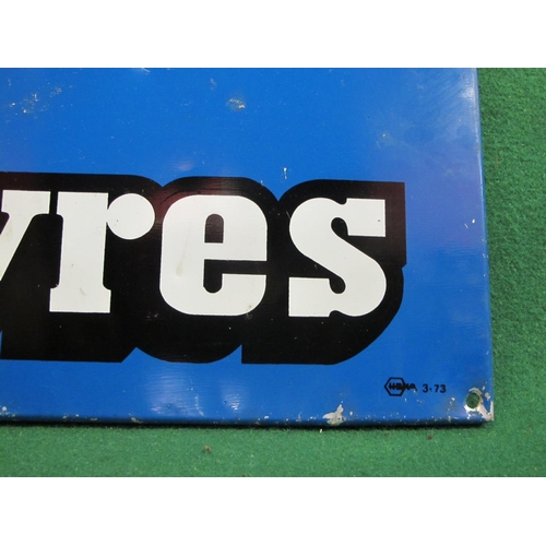 183 - 1970's aluminium sign for V10 Kieber Tyres (for tractors), black and white letters on red and blue g... 