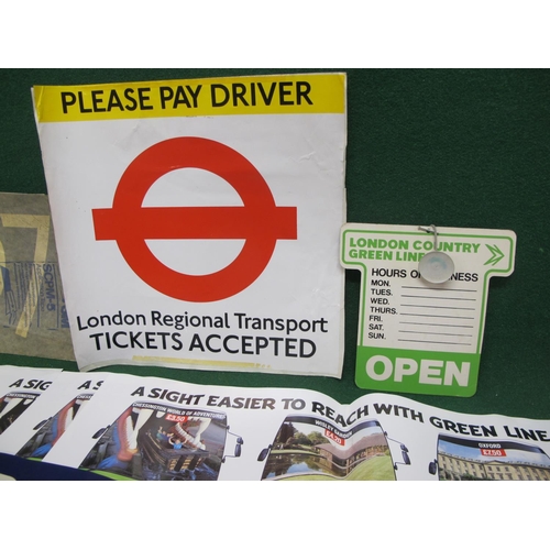 206 - 14 Green Line Days Out posters, three paper Wembley Park, LT Please Pay Driver Sticker, 197 and 197A... 