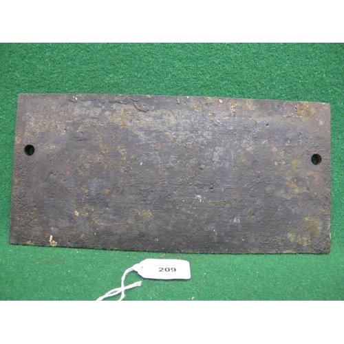 209 - Rectangular cast iron plate to read GW 32878 - 12.25