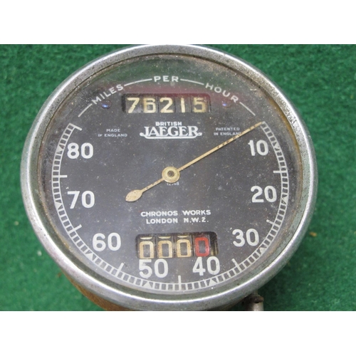 28 - 0-85 miles per hour speedometer with built in mileometers.  Made in England by British Jaeger Chrono... 