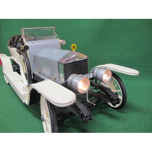 398 - Large bespoke metal and wood 1:6 scale model of the 1907 Rolls Royce Silver Ghost.  Working steering... 