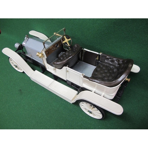 398 - Large bespoke metal and wood 1:6 scale model of the 1907 Rolls Royce Silver Ghost.  Working steering... 