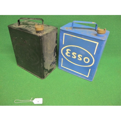 4 - Two Esso two gallon petrol cans with matching Esso brass caps