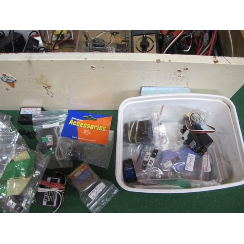 402 - Quantity of pre-used radio control items and chargers together with two helicopters and a small inte... 