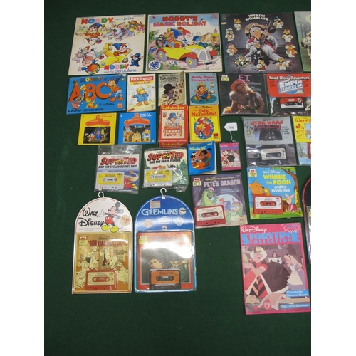 416 - Quantity of 1970's/1980's Read-along books and cassettes for Walt Disney, The A Team, Star Wars, ET,... 