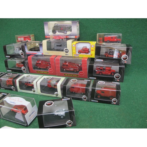 535 - Twenty two 1:76 scale fire service vehicle models from: Oxford, Trackside, Wiking, Classix and Fire ... 