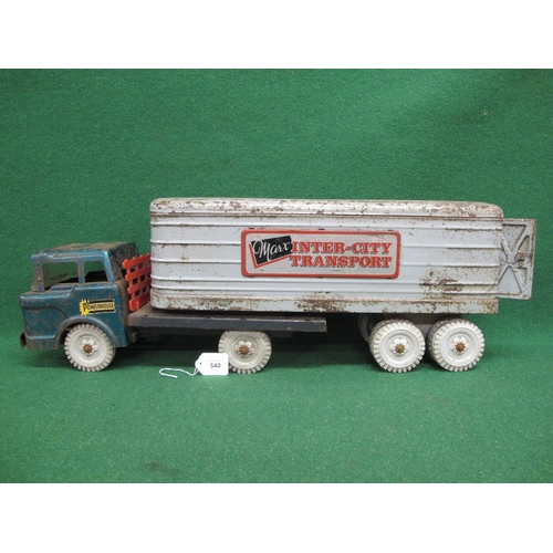 540 - Louis Marx & Co. - Great Britain, tinplate articulated lorry with Marx Inter-City Transport side pan... 