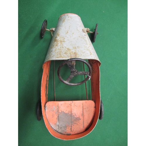 545 - Possibly French all metal old pedal car with solid rubber tyred wheels - 32