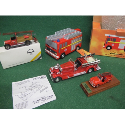 547 - Seven fire service related toys to include: Corgi Toy-Land Fire Service truck with Big-Ears, LWT Lon... 