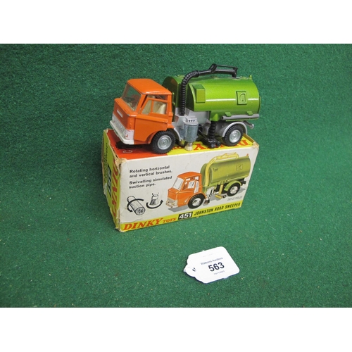 Boxed 1970's Dinky 451 Johnston road sweeper with orange cab and