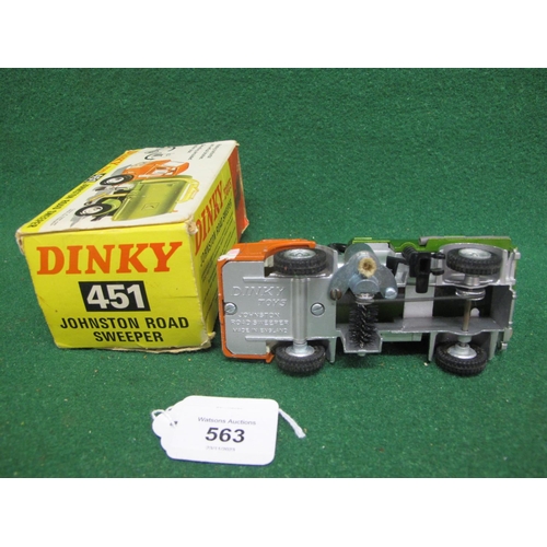 Boxed 1970's Dinky 451 Johnston road sweeper with orange cab and