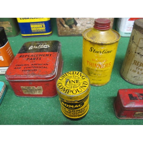 58 - Box of colourful old product tins to include: Easol & Slip Penetrating Lubricants, Adcoids, Castrol ... 