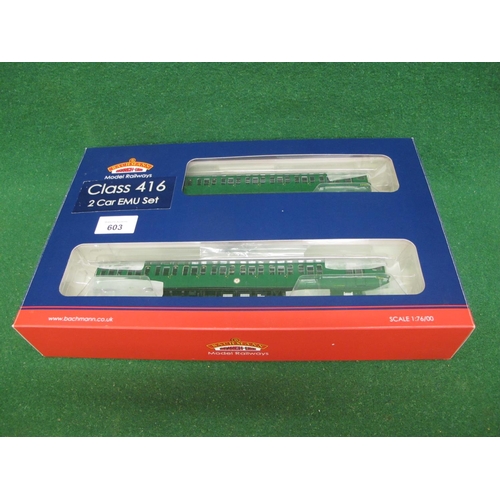 603 - Bachmann OO scale Class 416 two car EMU in BR Southern Region green livery with instructions and acc... 