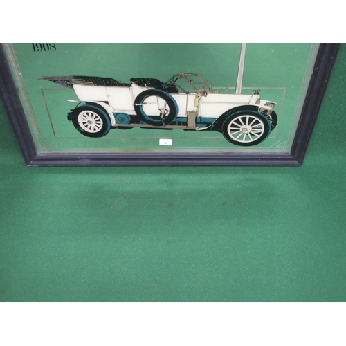 63 - Mirror/picture of a 1908 Mercedes Edwardian tourer, framed - 35