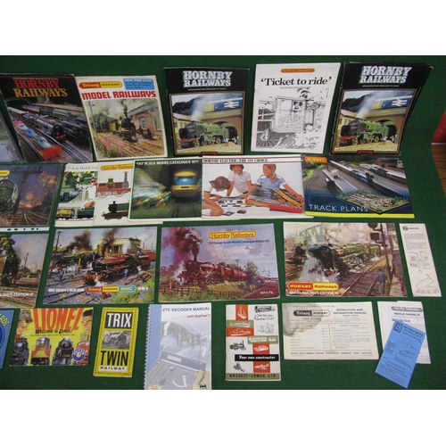 631 - Quantity of model railway catalogues, instructions and track plans from Hornby, Triang, Minic, Lione... 