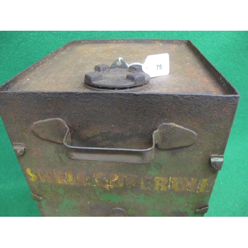 75 - Once green rectangular steel tank with top cap, front handles, dispensing tap and unusual brass fram... 