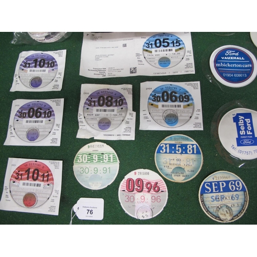 76 - Large quantity of used tax discs, mostly from the 2000's, but with a few from 1990's, 1980's and a 1... 