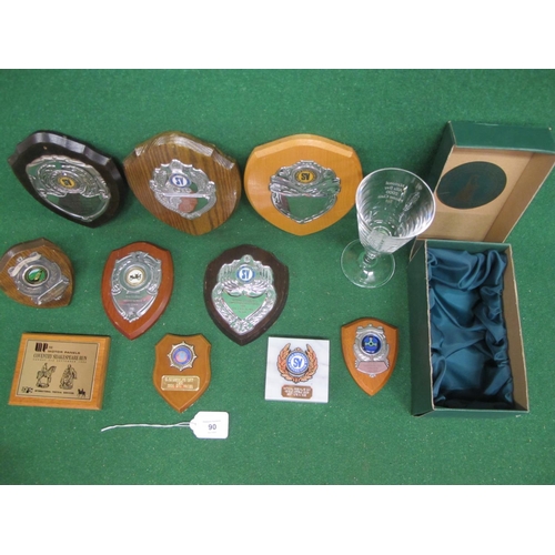 90 - Collection of competitor, attendance and winners shield/plaques from 1973-2005 together with an engr... 