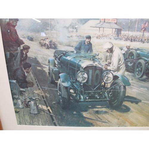 94 - Terence Cuneo, signed print of his 1968 painting Bentleys At Le Mans 1929, mounted framed and glazed... 