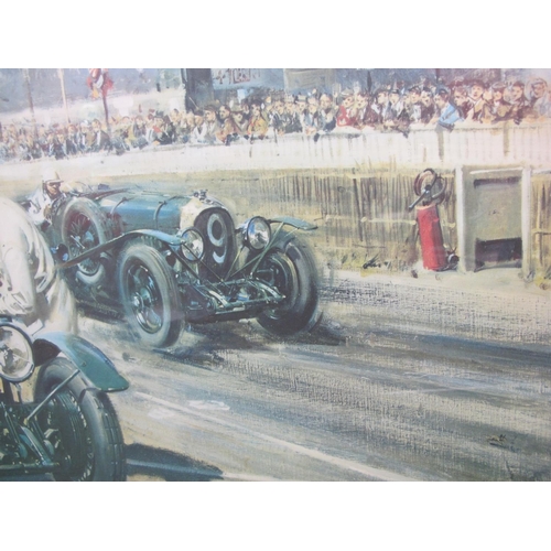 94 - Terence Cuneo, signed print of his 1968 painting Bentleys At Le Mans 1929, mounted framed and glazed... 