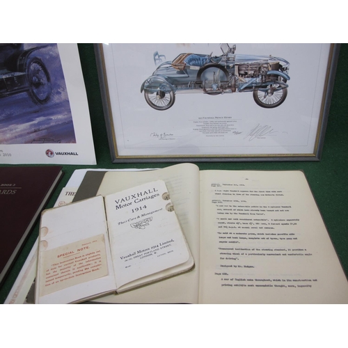 98 - Quantity of items relating to a 1913 Vauxhall Prince Henry to include: a very rare copy of the bookl... 