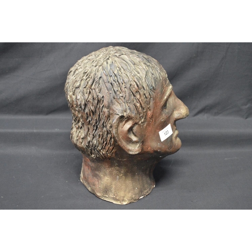 123 - Painted pottery bust of an unknown man - 11.75