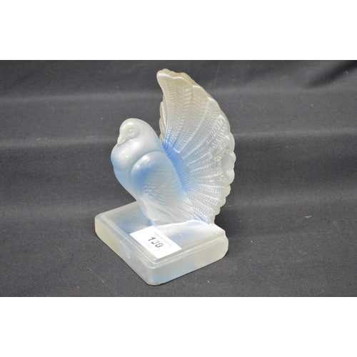 130 - Daum France frosted glass bookend in the form of a peacock, on a rectangular base, signed Daum Franc... 