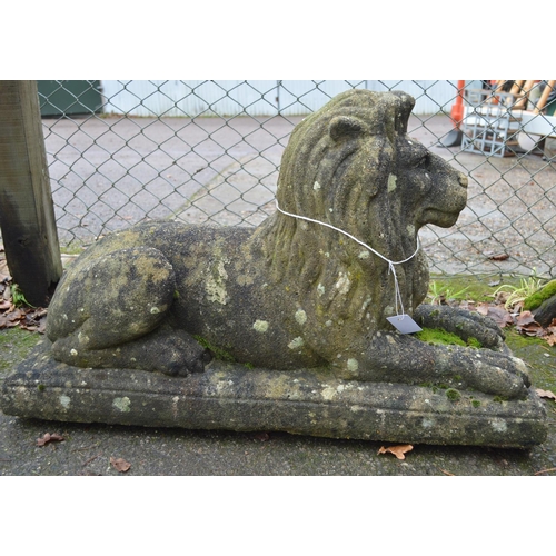 31 - Weathered 20th century statue of a recumbent lion - 35