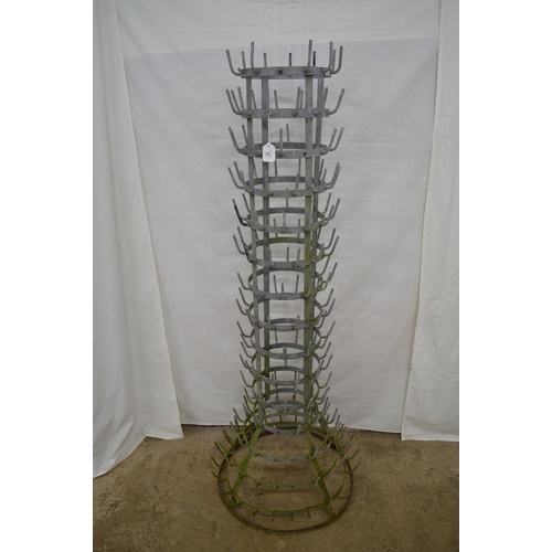 37 - French galvanised cylindrical bottle drying rack - 60