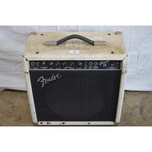 50 - Fender Champ 12 amp in white snake skin finish (sold as seen, untried and untested)