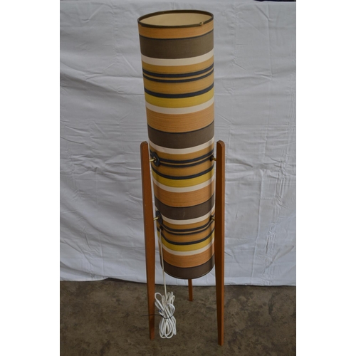 51 - Mid century rocket floor lamp having material covered card shade - 49.25