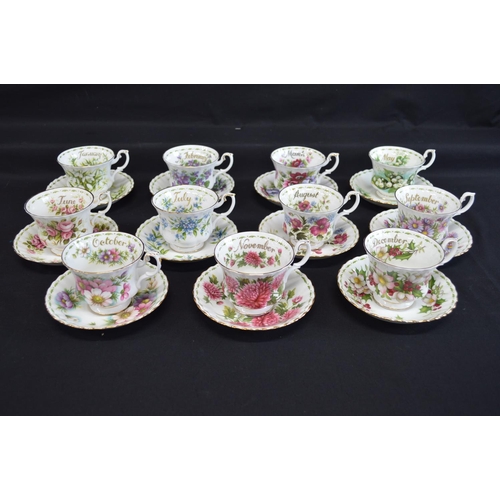 78 - Royal Albert Flowers Of The Month tea cups and saucers to comprise eleven out of twelve months (Apri... 