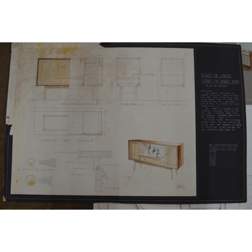 151 - Quantity of mid century furniture design artwork by Tyl O'Brien Kennedy