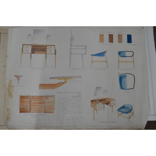 151 - Quantity of mid century furniture design artwork by Tyl O'Brien Kennedy